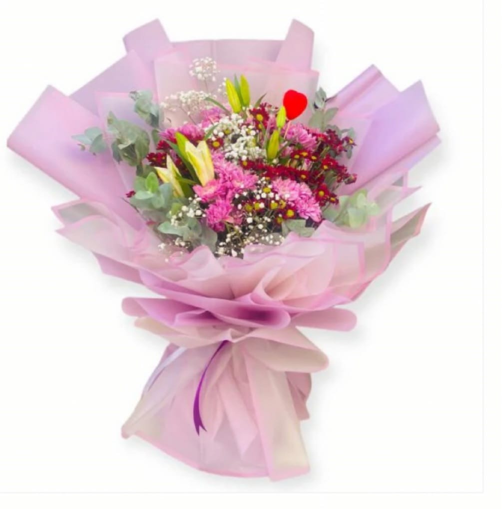 Mixed Flower Bouquet (Pink & Red Accents)