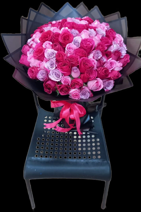 Elegant Mixed Pink Rose Bouquet (Luxury Wrap)