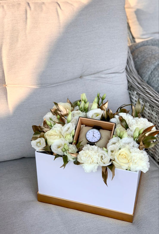 Branded watch with flower