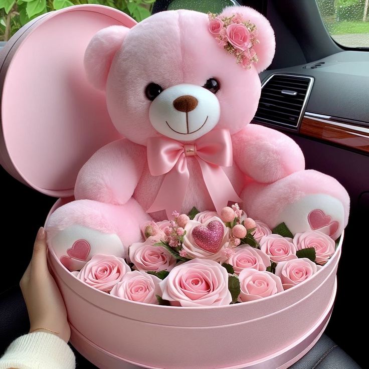 Valentine’s Teddy with Flower Box