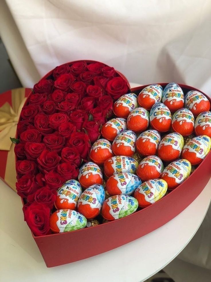 Red Rose with kinder joy Valentine Gift Box